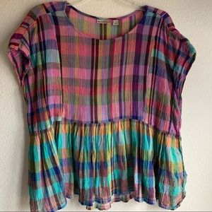Anthropologie top baby doll plaid